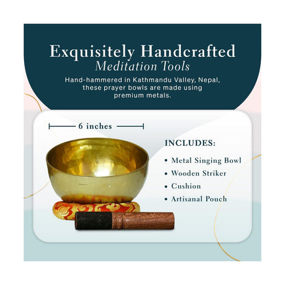 Tibetan Singing Bowl, Handcrafted Singing Bowl for Meditation, Prayer & Holis...