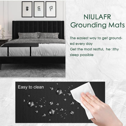 Grounding Mat for Bed,Grounding Pad for Sleep, Improve Sleep, Pain and Stress Relief, Anti-Slip PU Leather Grounding Healthy Therapy Mattress at Home, Office, Work with Grounding Cord(54X78 Inch)