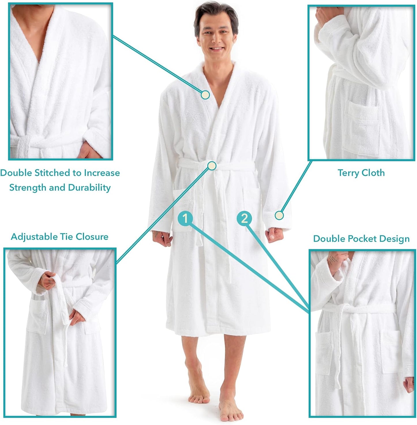 Terry Cloth Robes for Men 100% Natural Turkish Cotton Bathrobe for Men - Luxury Mens Robes in a Great Box