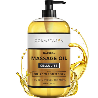 Large Cellulite Massage Oil with Collagen & Stem Cells- 100% Natural Cellulite Oil, Highly Absorbable, Deeply Penetrates the Skin- Firms, Tones, Tightens & Moisturizes Skin by  (16.9 Oz)