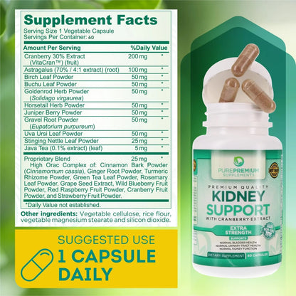 - Kidney Support with Cranberry Extract & Astragalus - Kidney Health Supplement for Urinary Tract, Bladder, Cleanse, Detox & Repair - 60 Cranberry Pills Women and Men