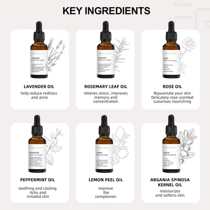 Essential Oils Set Natural Moisturizing Essential Oil for Body Rosemary Oils Skin Massage Oil,Rose,Lavender Aromatherapy Oils