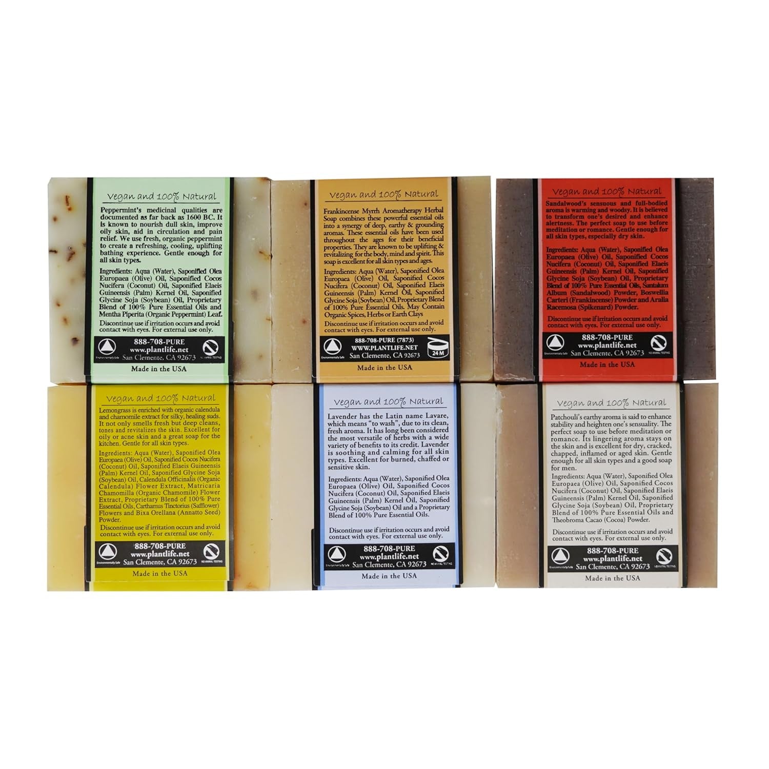 Top 6 Herbal Bar Soaps - Moisturizing and Soothing Soap for Your Skin - Hand Crafted Using Plant-Based Ingredients - Made in California 4Oz Bar